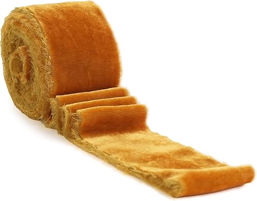 Miniatura 6 de HUIHUANG Cinta de seda deshilachada hecha a mano naranja quemada para ramos de flores, envoltura de regalos, invitaciones, decoración de vacaciones,