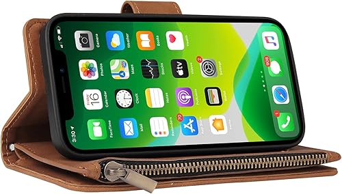 Miniatura 9 de Asuwish Funda compatible con iPhone 13 de 6.1 pulgadas, protector de pantalla de vidrio templado y funda magnética con tapa abatible, funda para