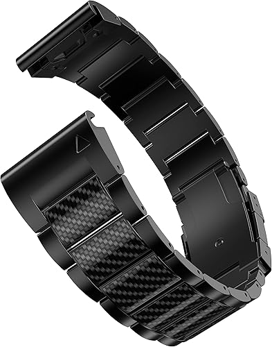 Vista 16 de Correa compatible con Fenix 8 de 2.008 in/Fenix 7X/Fenix 6X, banda de metal de titanio de 0.86 pulgadas, correa de repuesto de ajuste rápido