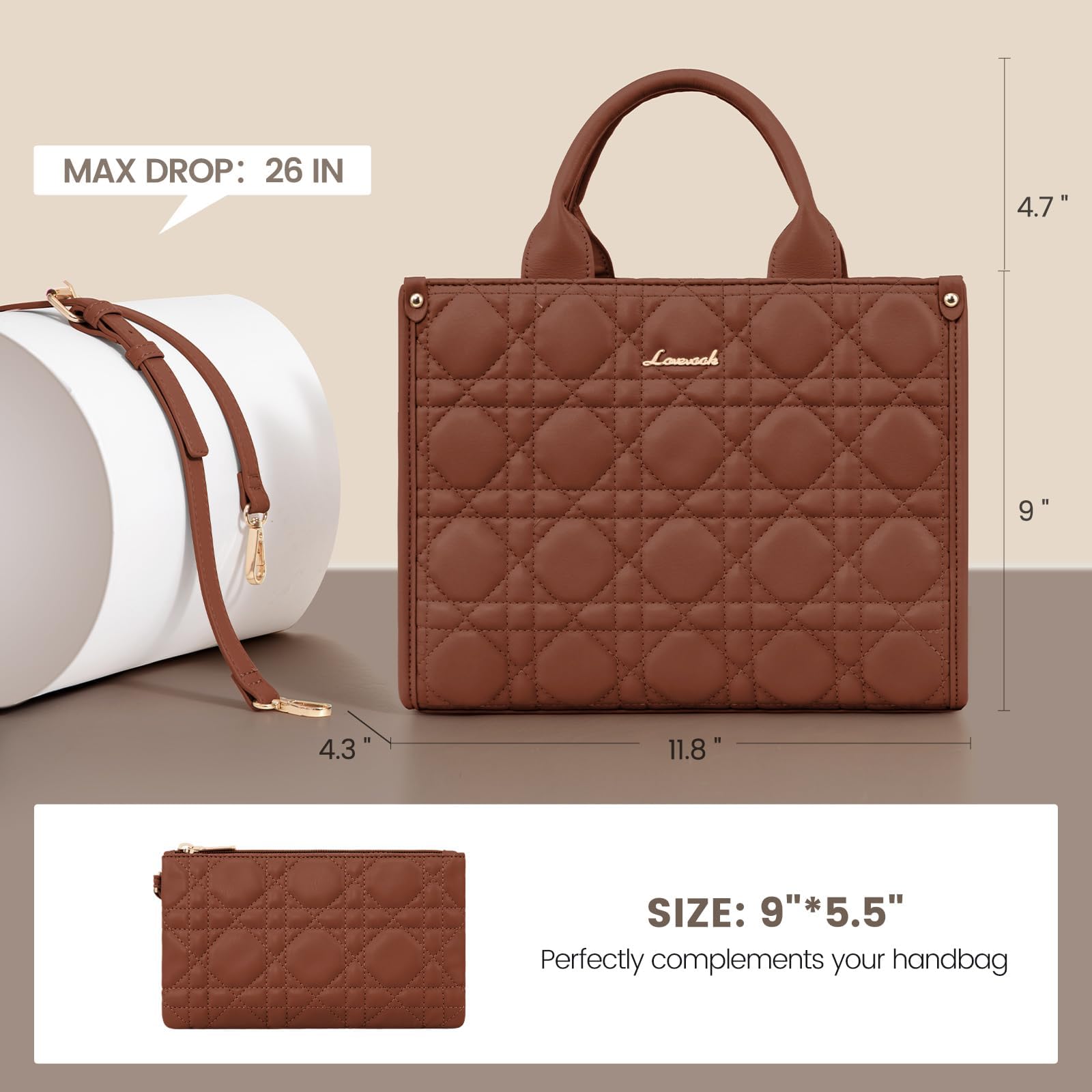 LOVEVOOK Purses and Handbags for Women, Handbags Shoulder Bags Black Purses and PU Leather Top Handles for Lady: Small Reddish Brown