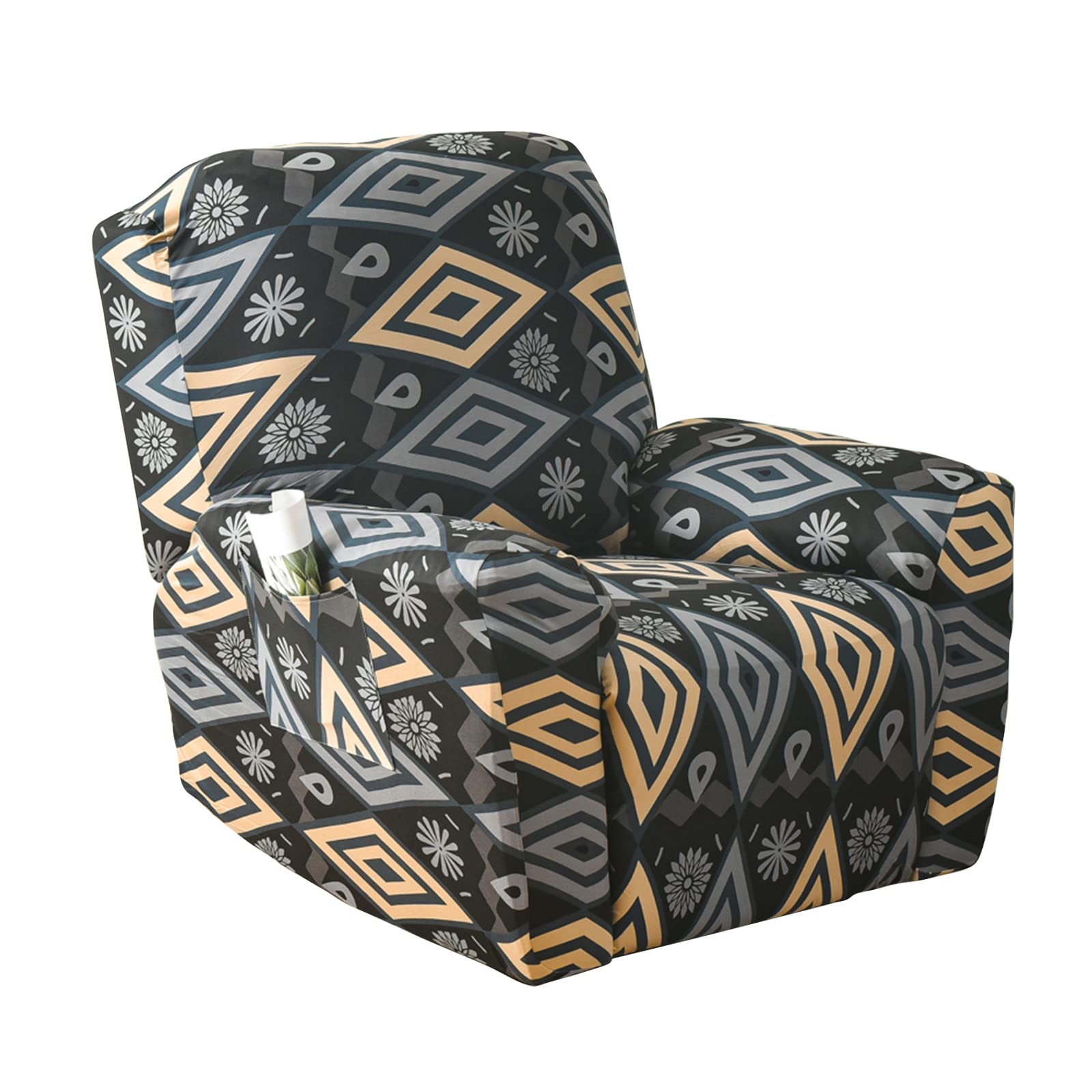 VanderHOME Modern Printed Sofacover Easy Fit Elastic Sofa Covers Non Slip Soft Washable Stretch Recliner Sofa Chair Slipcover with Side Pockets-Black Music