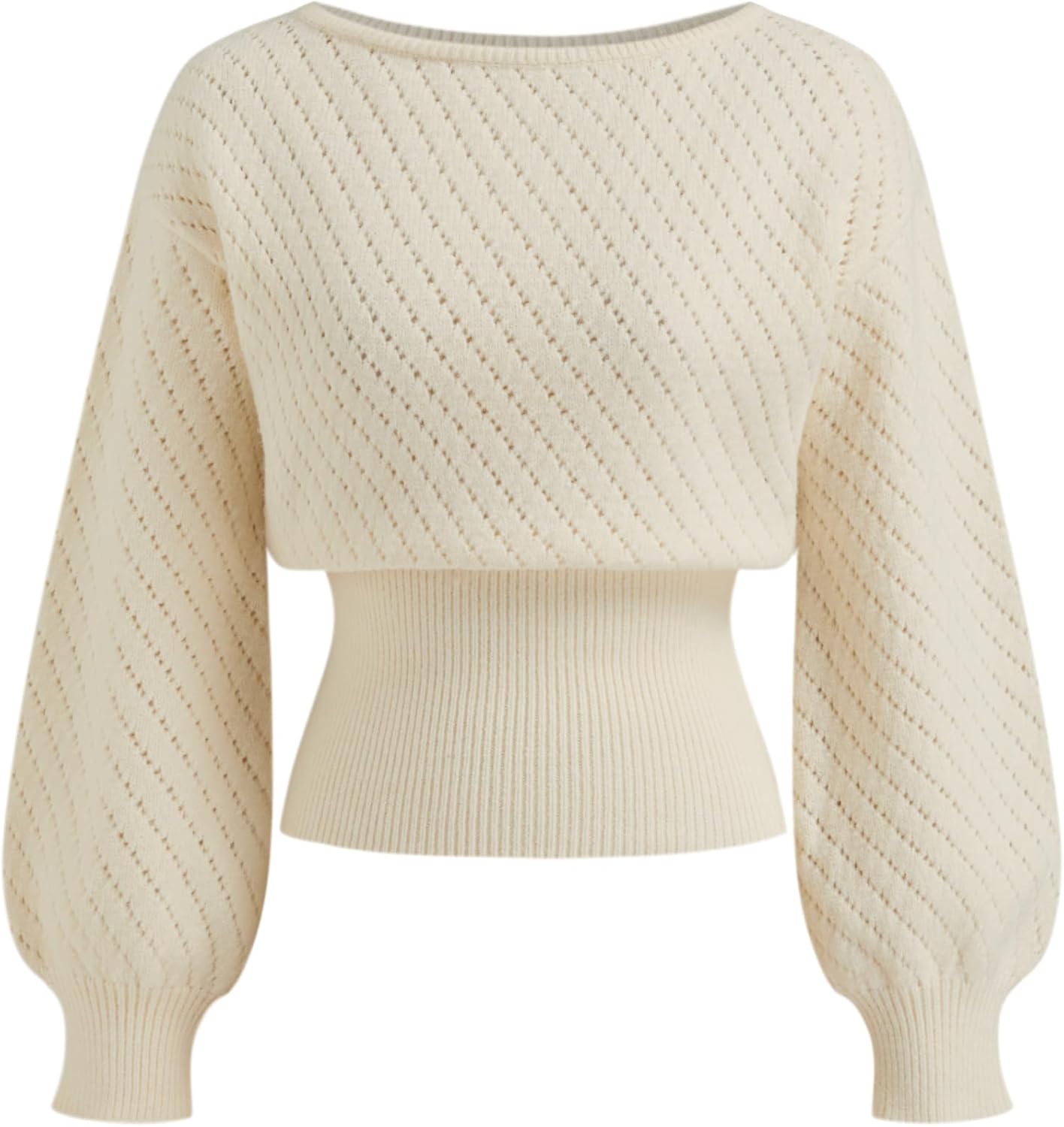 CIDER Women's One Shoulder Sweater Boat Neck Knit Sweater Lantern Sleeves for Women Knit Tops Winter 2026 Fall