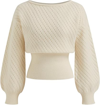 CIDER Womens One Shoulder Sweater Boat Neck Knit Sweater Knit Tops