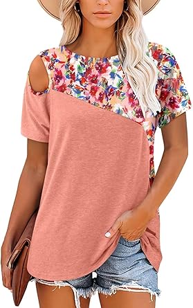 KISSMODA Summer Short Sleeve T Shirt Loose Fit Casual Dressy Women Top 2025 Trendy Ladies Fashion Blouses(S-3XL)
