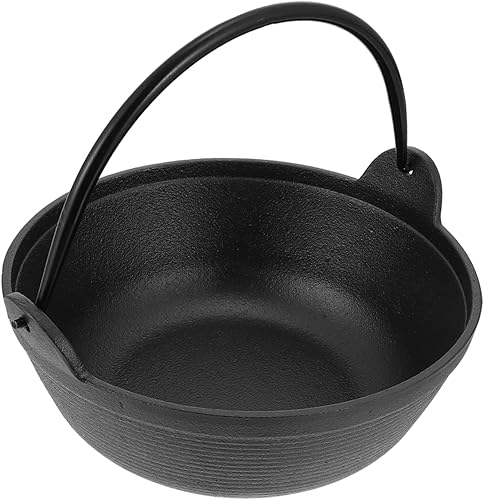 GANAZONO Olla de hierro fundido grueso japonés Nabe olla antiadherente para estofado de cocina casera olla de estofado mango antideslizante 7.5 in