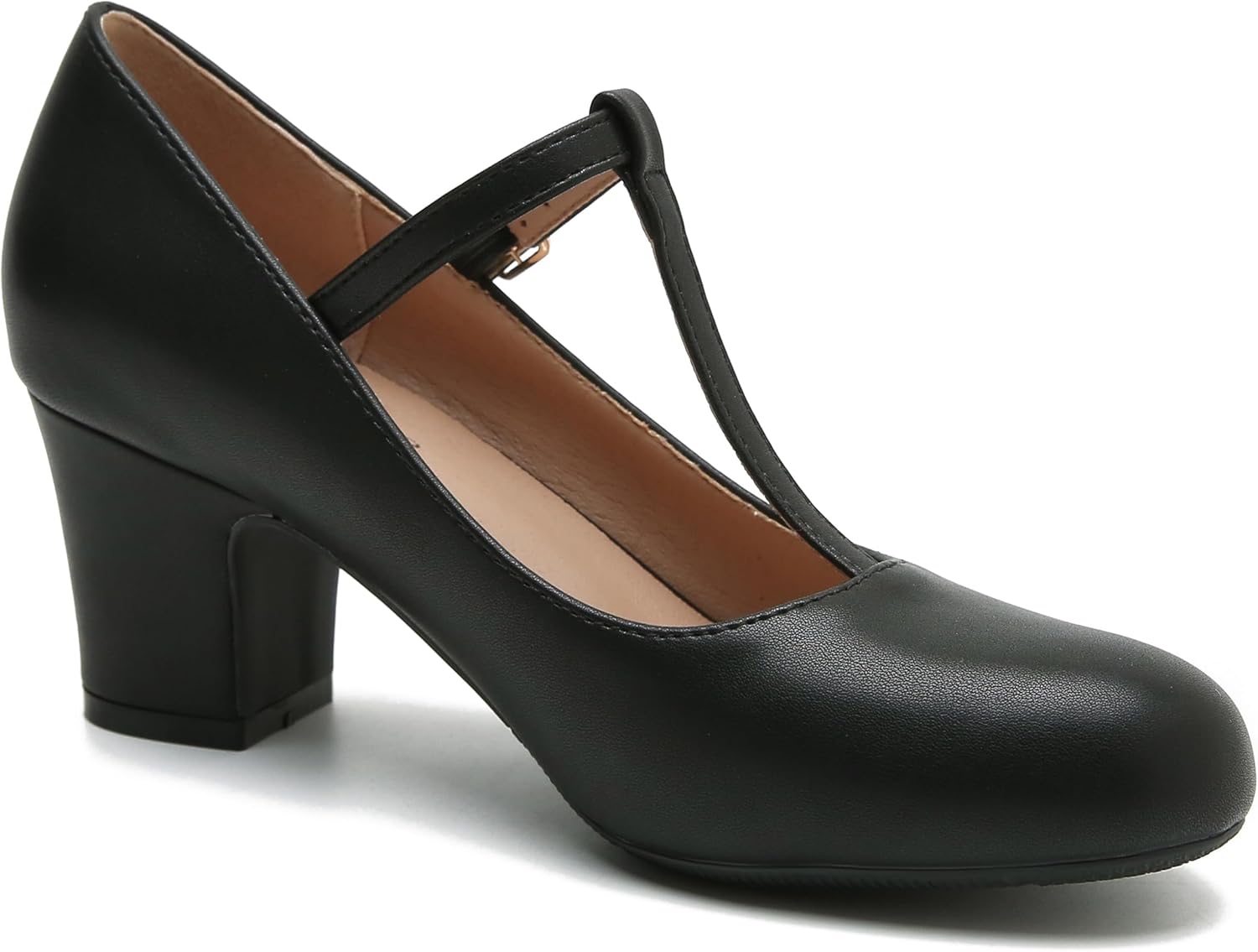 Women's T-Strap Mary Jane Pumps Closed Toe Low Block Chunky Heels Ankle Strap Wedding Business Dressy Evening Party Shoes - Image 6