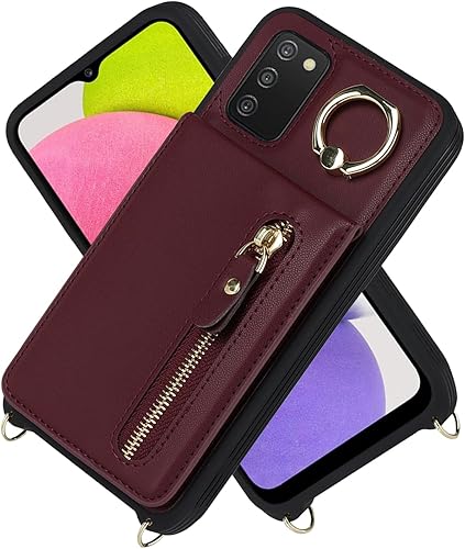Miniatura 3 de Samsung Galaxy A03s - Funda con tarjetero para mujer, Galaxy A03s con correa y ranuras para tarjetas de crédito, bandolera con función atril y