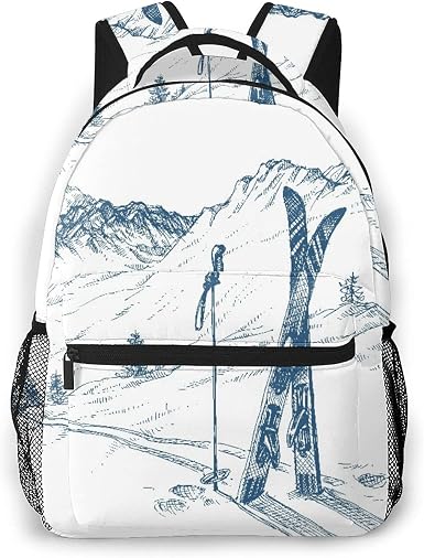 Mochila para adolescentes, hombres, mujeres, paquete de almacenamiento, Montañas de esquí en temporada de invier, Mochila para portátil de viaje  para estudiantes de escuela informal de negocios : Amazon.es: Equipaje