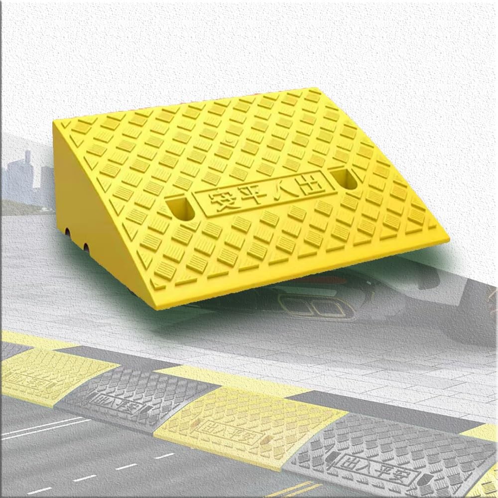 Rampa krawężnikowa, rampa podjazdowa, Rampy wjazdowe do garażu antypoślizgowe ramp załadunkowych i magazynów(Giallo,50x50x19 cm)