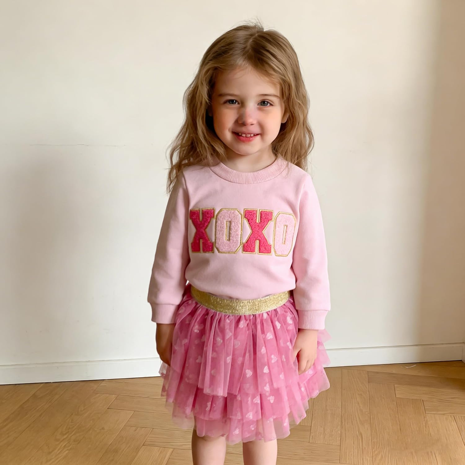Bmnmsl Toddler Baby Girl Valentines Outfits XOXO Sweatshirt Top + Tutu Skirt 2Pcs Set Long Sleeve Spring Kids Clothes - Image 2