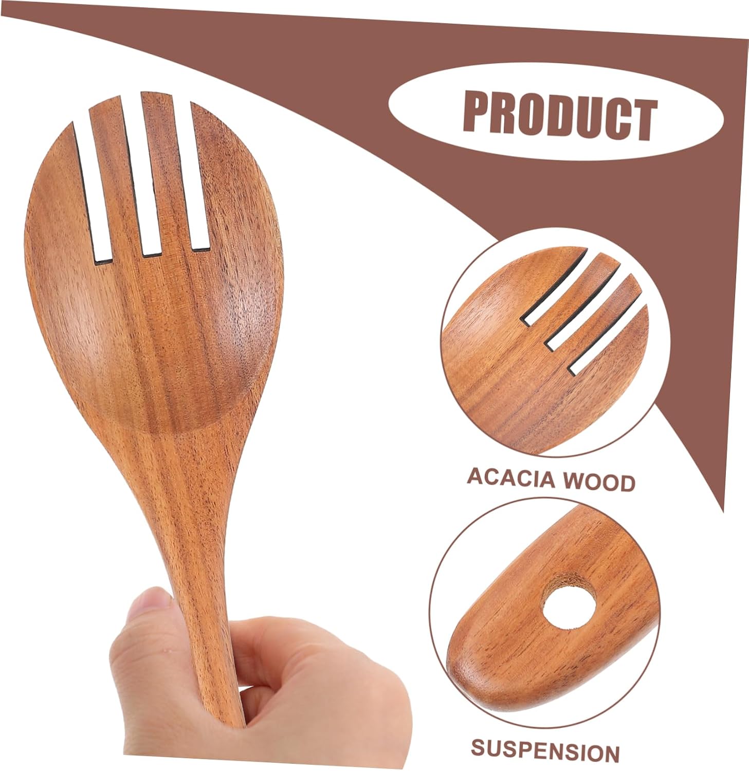 Stylish Wooden Salad Fork 4 Piece Salad Servers Fork Spoon Tong for Salad Snacks Desserts Easy to Cle