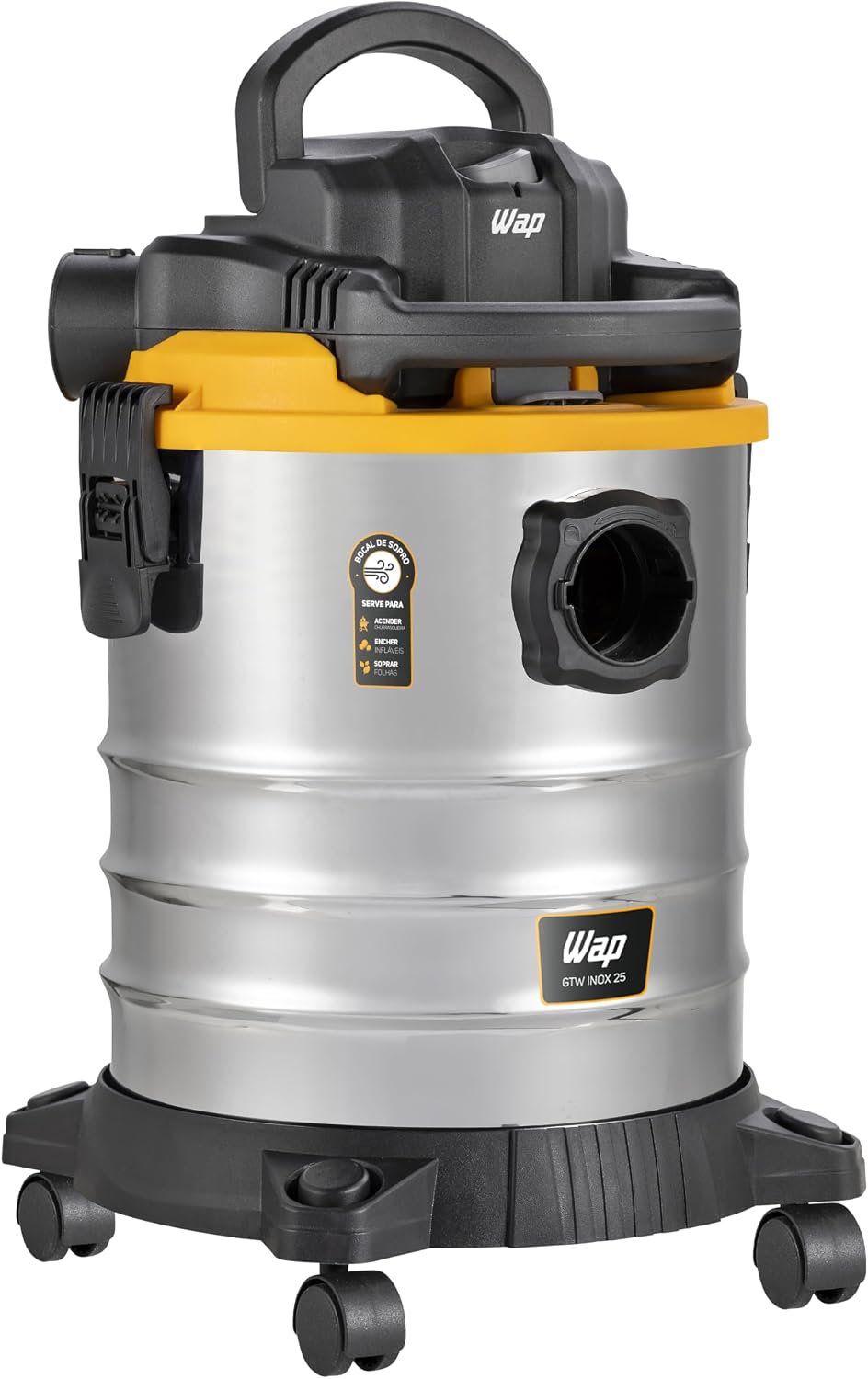 WAP Aspirador de Pó e Água Barril GTW INOX 25, Compacto, 25 Litros, com Filtro Lavável, 185mbar 2000W 127V WAP Aspirador de Pó e Água Barril GTW INOX 25, Compacto, 25 Litros, com Filtro Lavável, 185mbar 2000W 127V