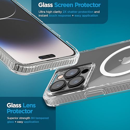 Miniatura 6 de Case-Mate Funda 3 en 1 para iPhone 14 Pro Max (transparente claro), vidrio templado y protector de lente, protección contra caídas de 15 pies,