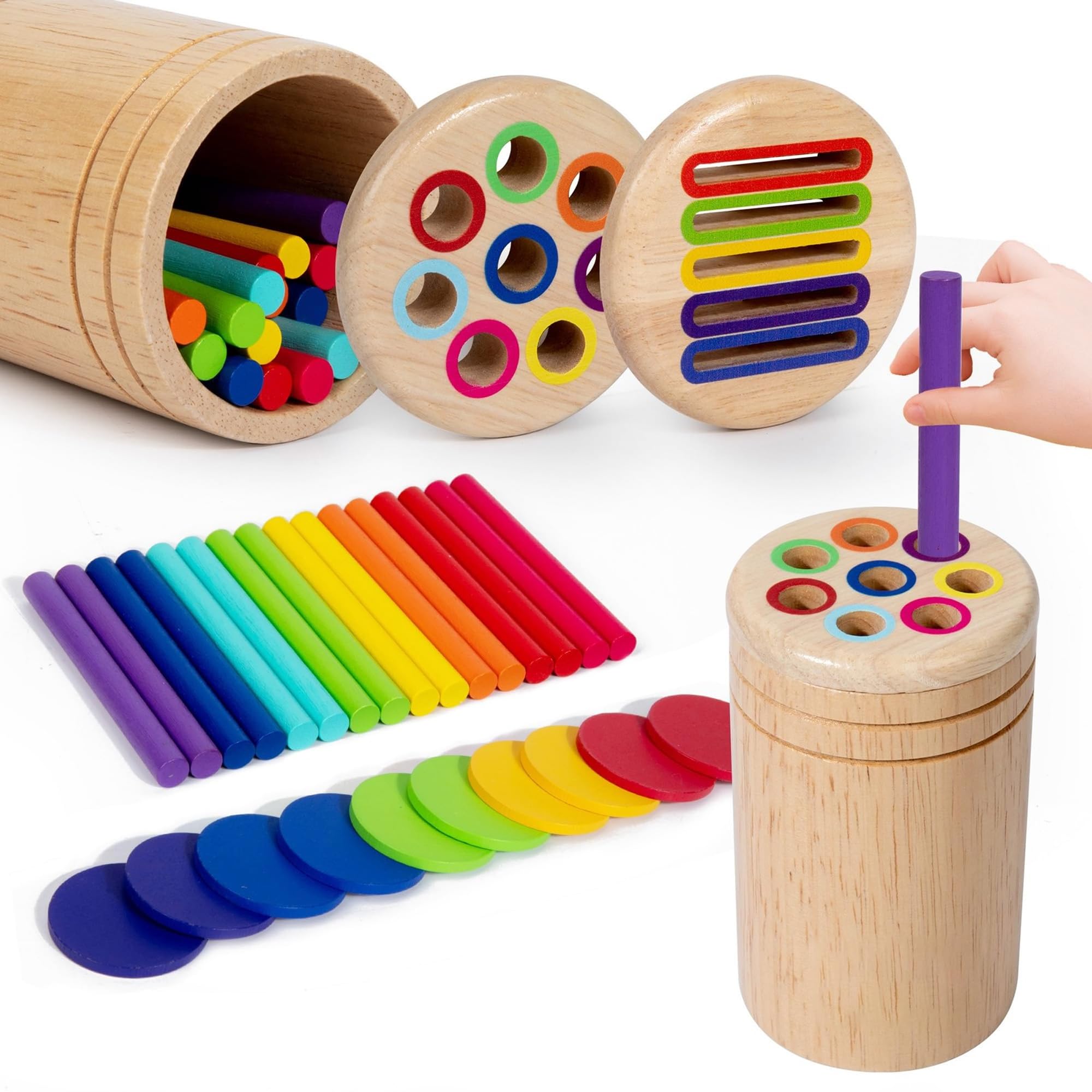 Kidology Montessori Wooden Color Sorting Toy for Toddlers | 2 in 1 Educational Sensory Learning Toy Kids| Preschool Busy Board, Travel Toy for Boys & Girls (3+ Years)-image-30
