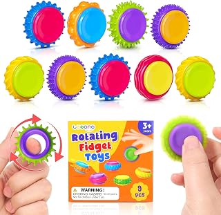 Fidget Toys Sensory Rings for Kids: 9 Pack Quiet Finger Spinner - Sensory Texture Stress Toys for Classroom School - Gifts for Students Kids Autism Calming