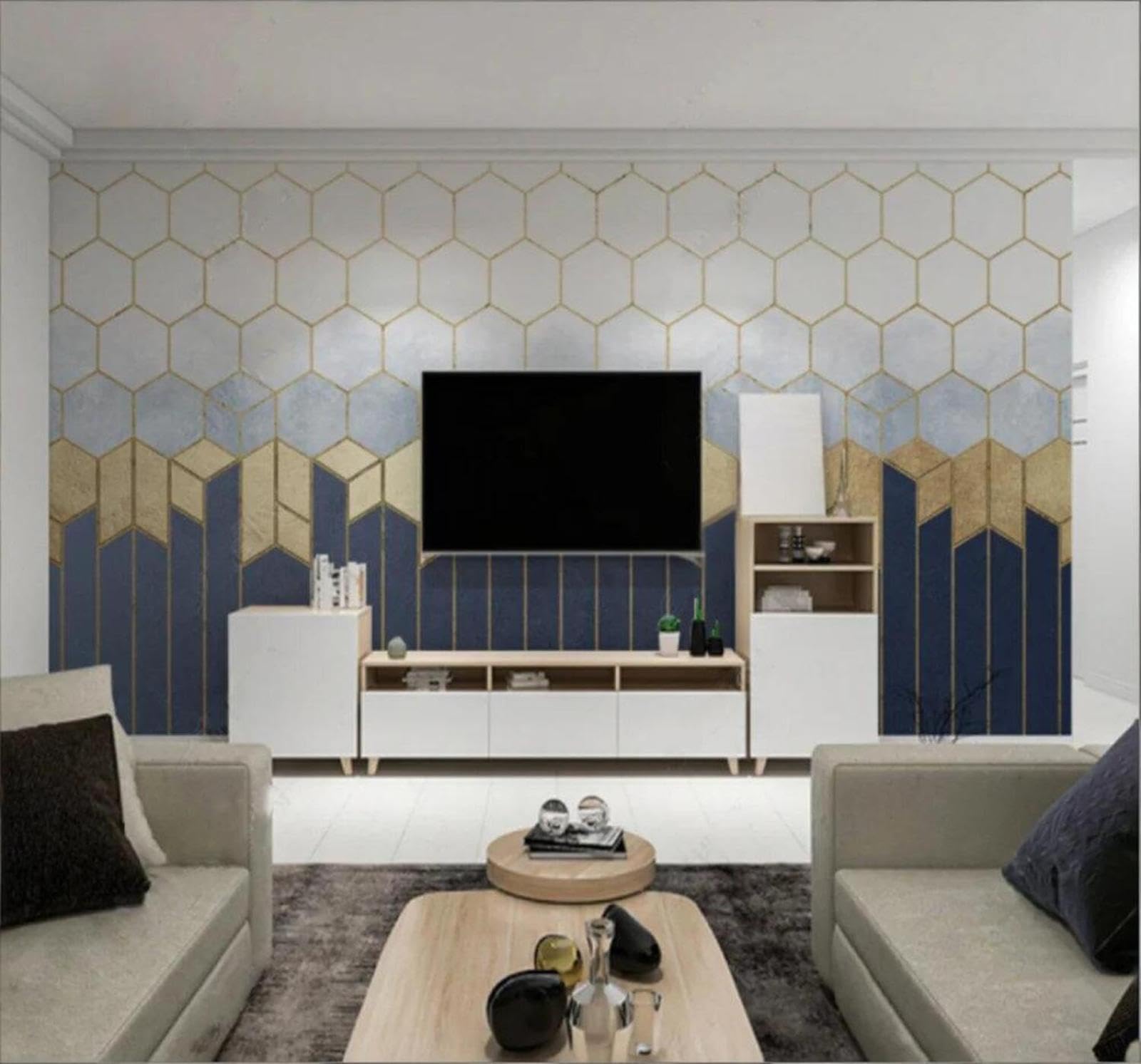 Tzxztt Minimalist Abstract Luxury Geometric Modern 3D Wallpaper Premium Textured Silk Neutral Tones Material Ideal for Living Room Bedroom-250cm×170cm