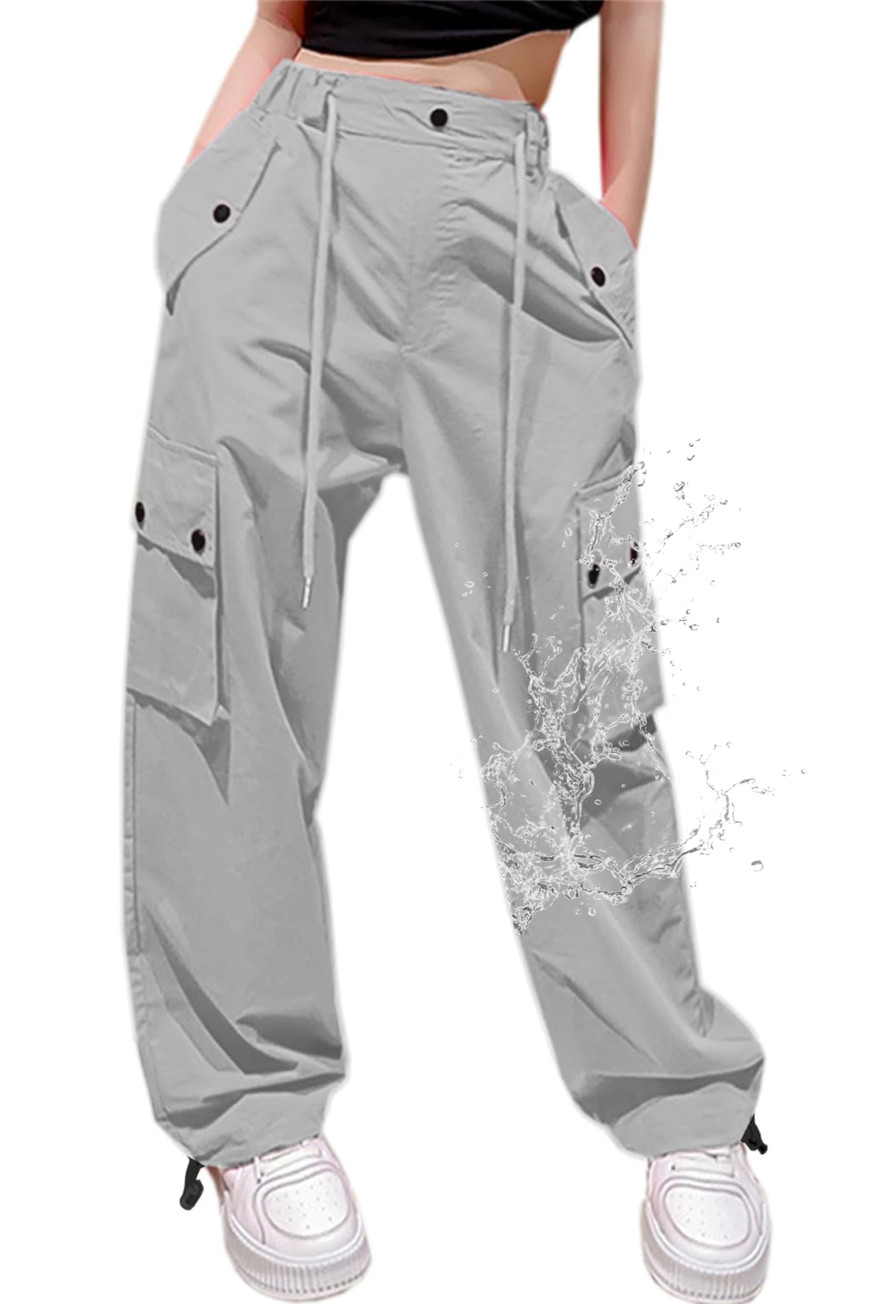 Cromoncent Girls &amp; Women Parachute Cargo Pants, 6Years-3XL