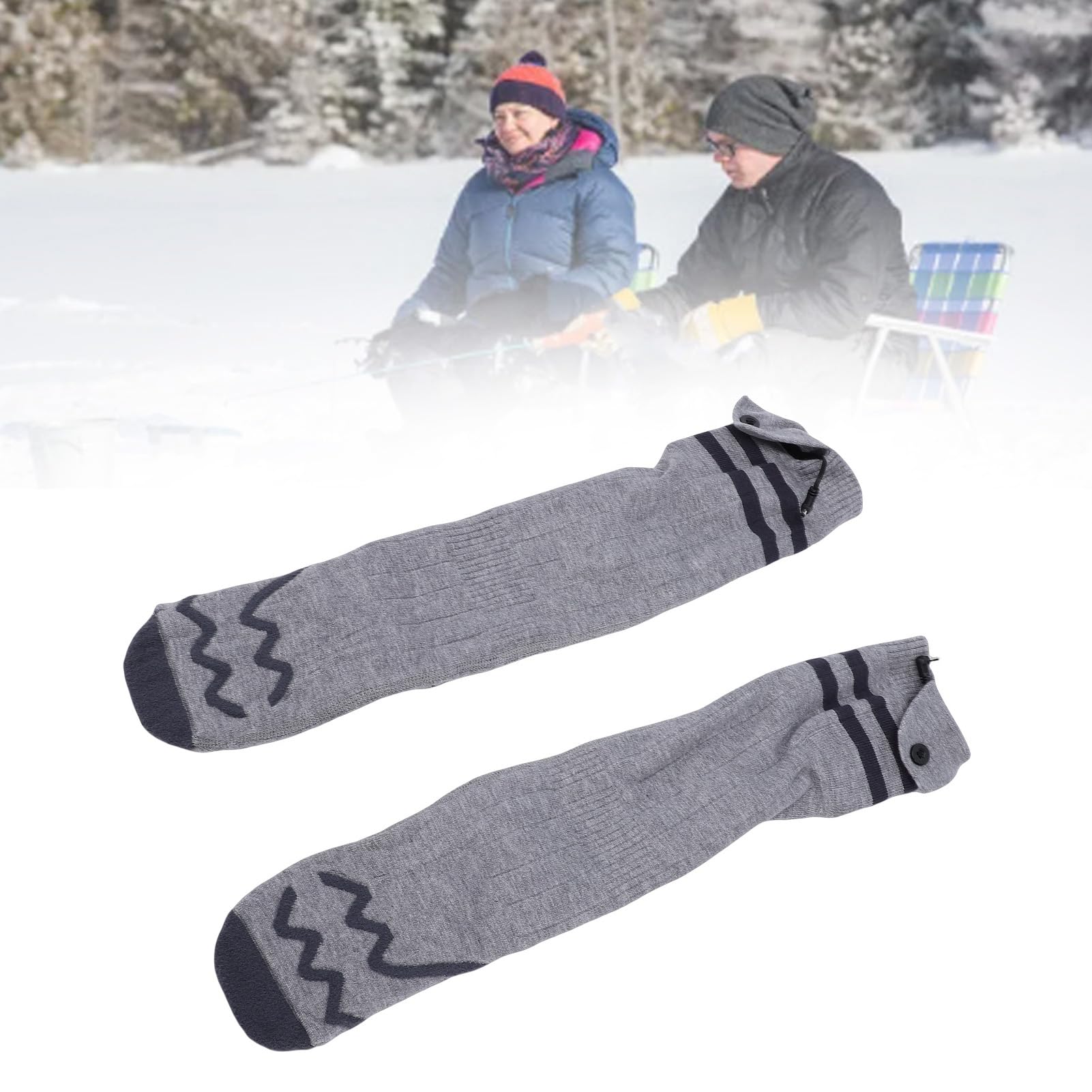 Lot de 2 paires de chaussettes chauffantes électriques rechargeables pour homme et femme - Pour le ski et le camping en hiver - Gris