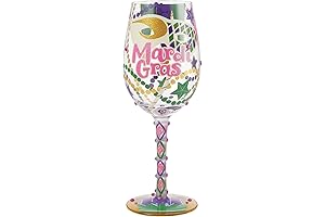 Mardi Gras Hand-Painted Artisan Wine Glass