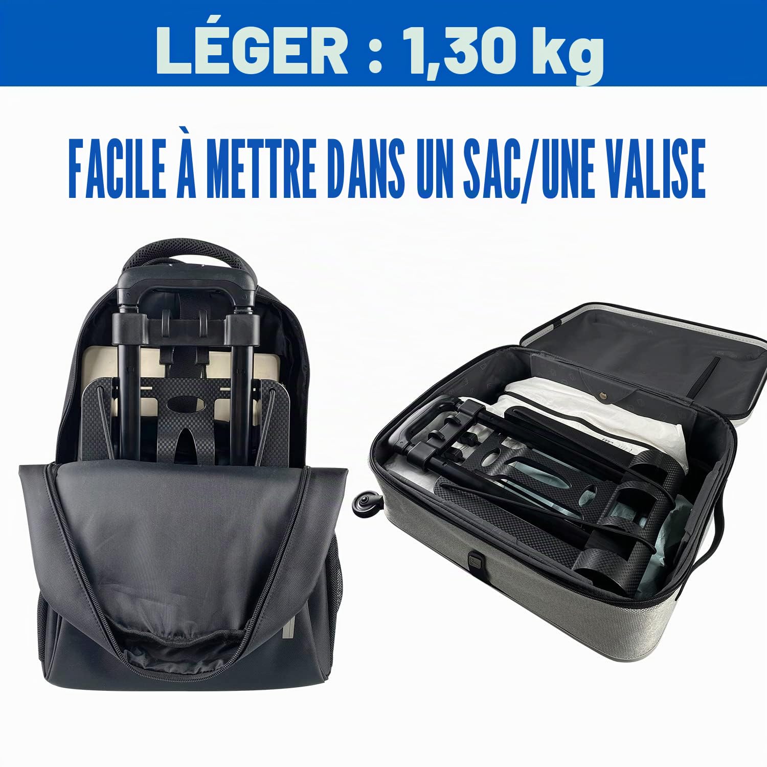 APOXCON Diable Pliable, Chariot Pliable avec Deux Roues, Chariot à Main Pliable avec poignée réglable, Chariot léger pour déménagement, Voyage, Shopping, Bureau, Portable et Compact