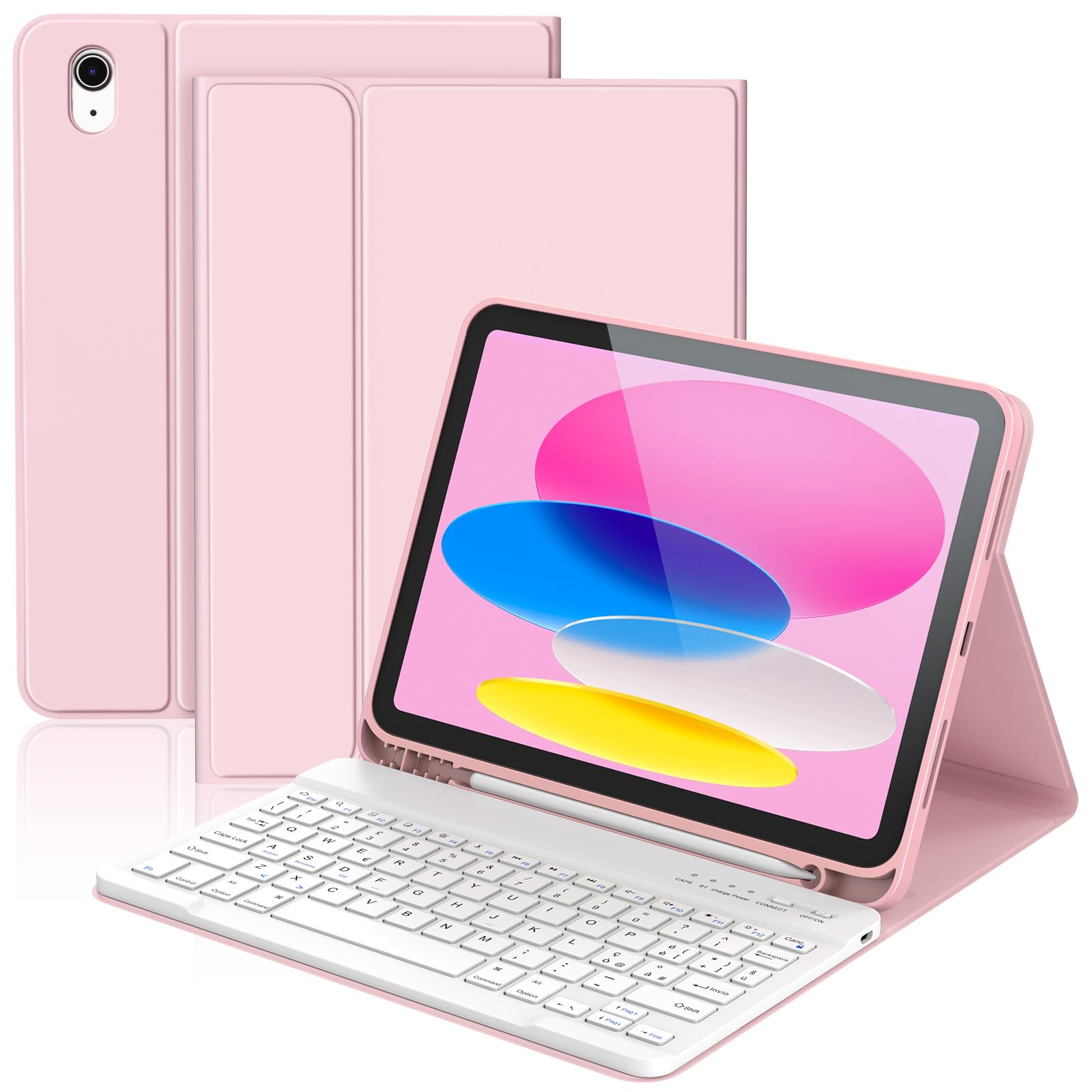 CACOE Cover con Tastiera iPad 11 Generazione (A16) 2025 11 / 10 Generazione 2022 10.9'' con Touchpad [Italiano] Wireless Staccabile, Custodia con Tastiera Illuminazione a 7 Colori, Mare Blu