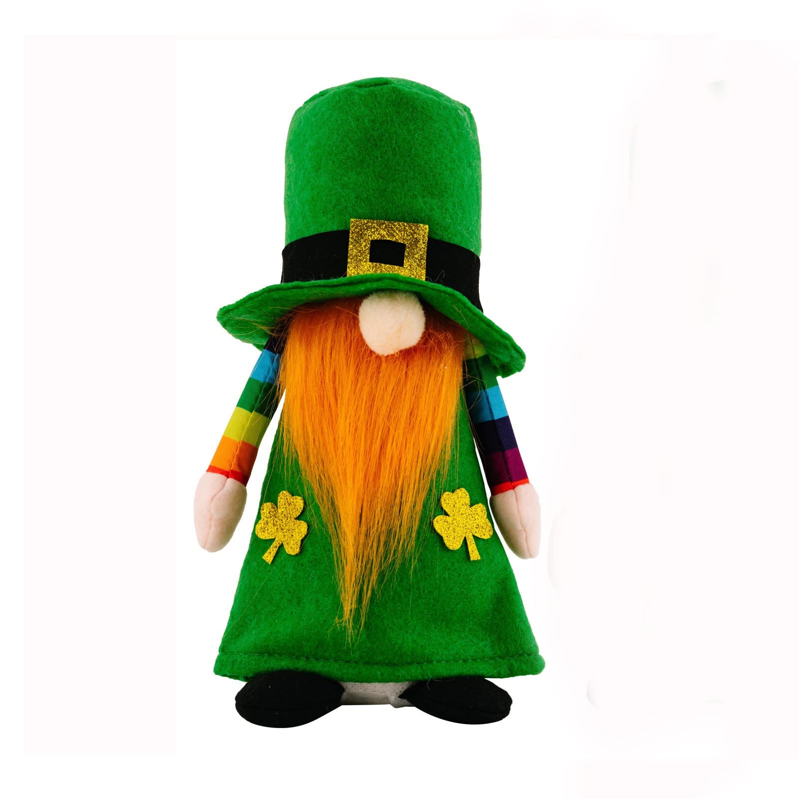 St. Patrick's Day Dekoration - Grüner Plüsch Zwerg Ohne Gesicht Mit Kleeblatt | Irische Glücksbringer Für Regal & Tisch