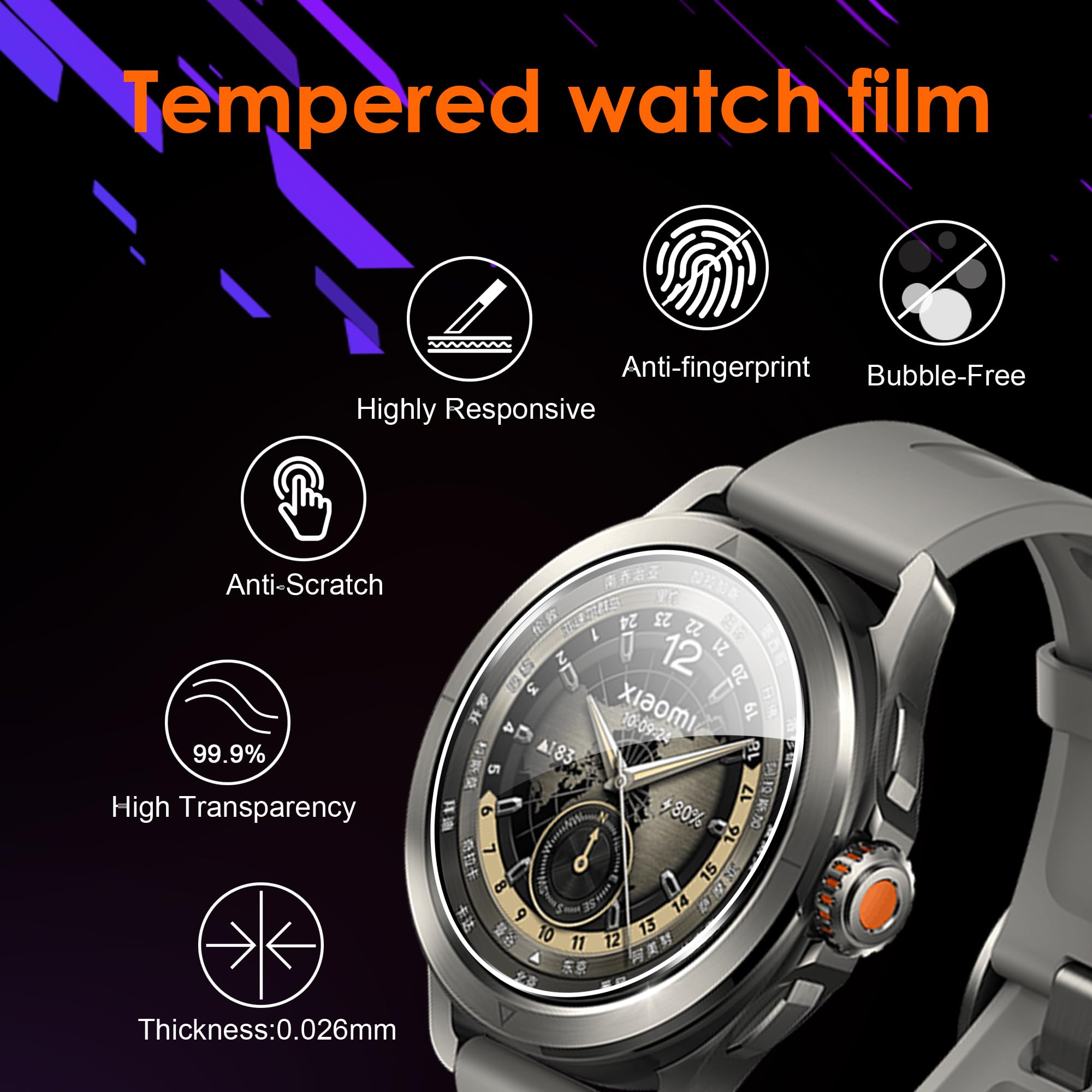 Tieeyivv Protection Écran Xiaomi Watch S4 - 2 Pièces Verre Trempé - Anti-Empreintes