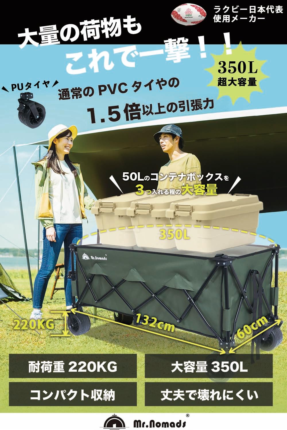 Amazon | 【MR. NOMADS】460L ラグビー日本代表採用メーカー キャリー