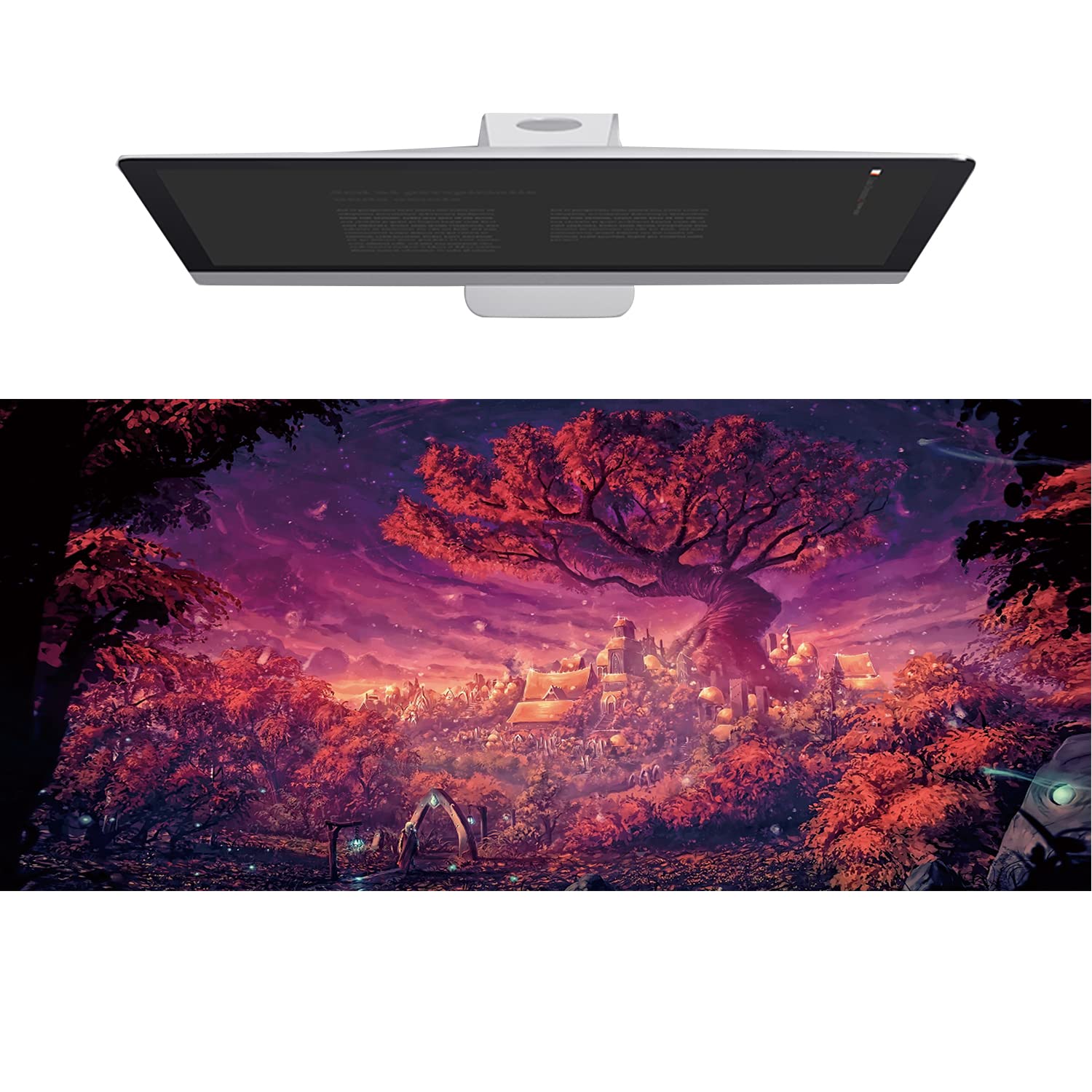 Tapis De Souris Gaming XXL Wehilion 800x300mm - Bord Cousu - Impression HD Paysage Anime - Antidérapant