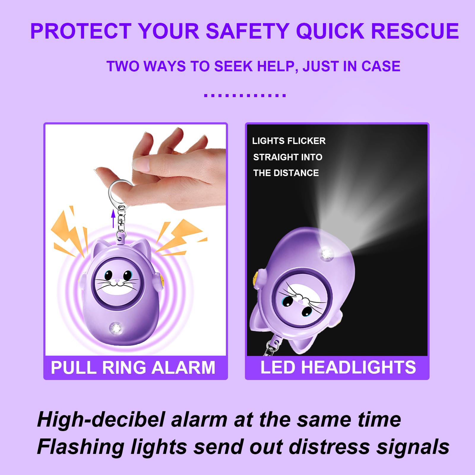 Allarme Personale 130 DB Con Luce LED - Portachiavi Sicurezza Per Donne, Anziani E Bambini - Foto 5