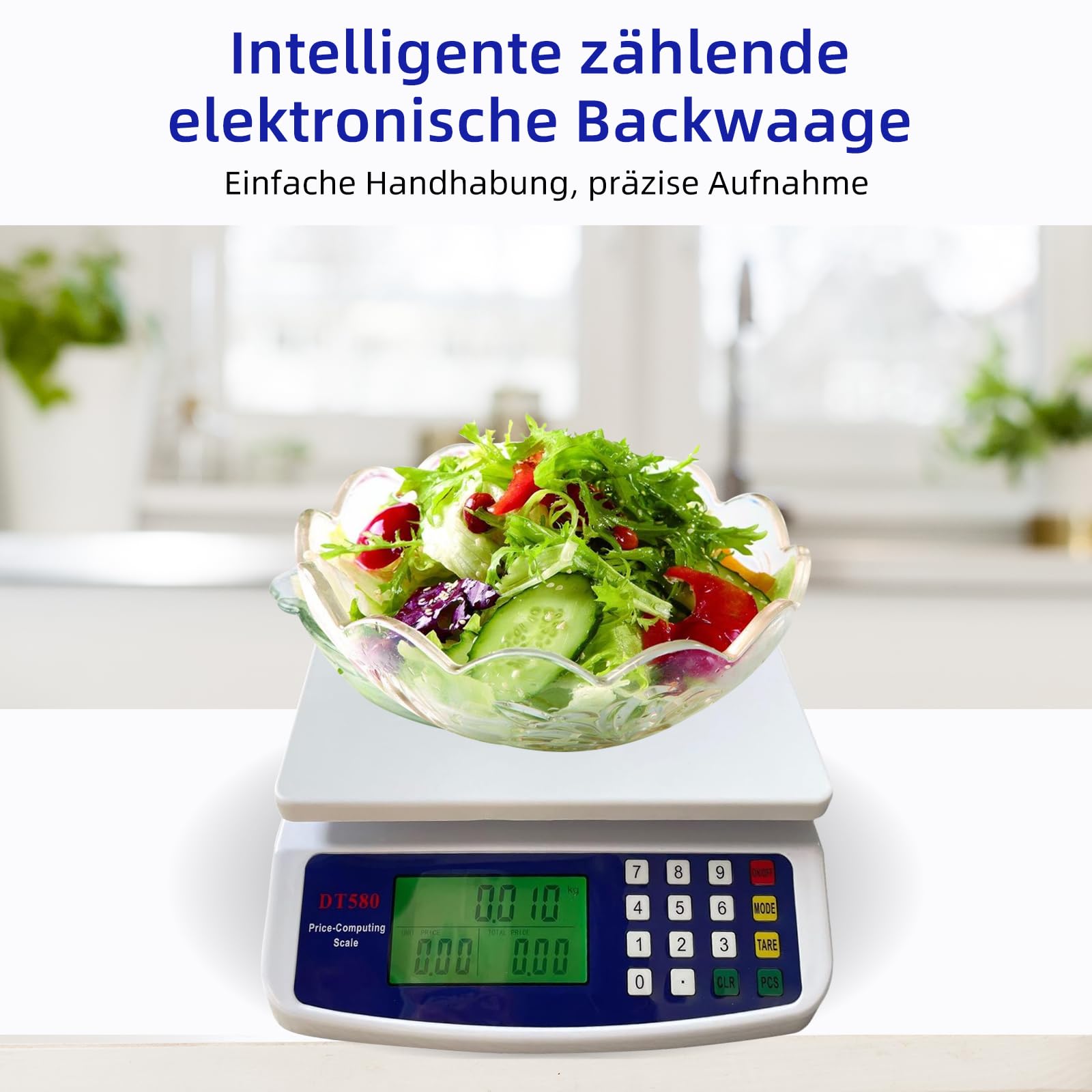 Bilancia digitale da cucina da 30 kg, in acciaio inox con display LCD e funzione tara, bilancia digitale con contatore PCS, 3 unità di conversione