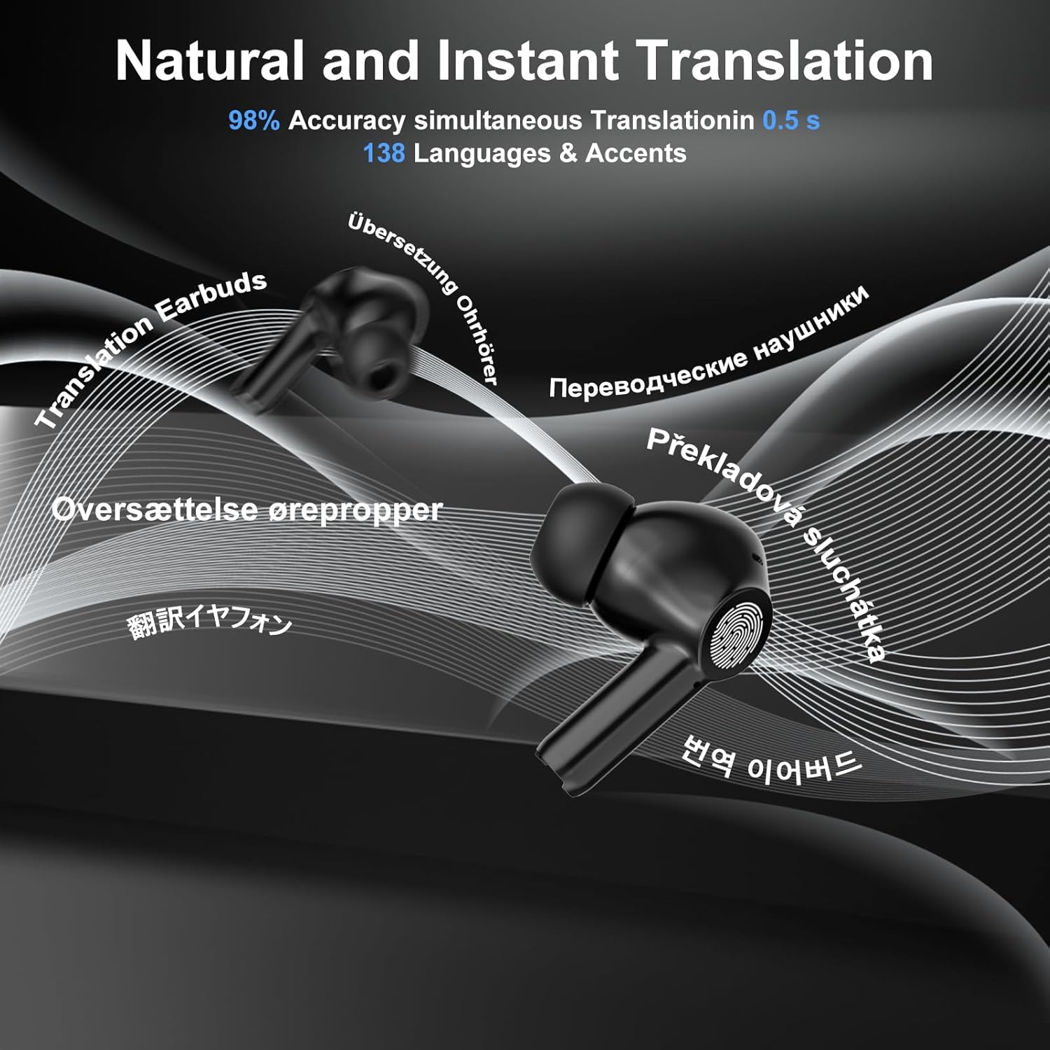 AI Translator Earbuds Real Time, 3-in-1 Language Translation Earbuds, 138 Languages & Accents, Two-Way Translator Headphones Device Translating Earbuds fit iOS & Android for Travel Business Learning - Image 5