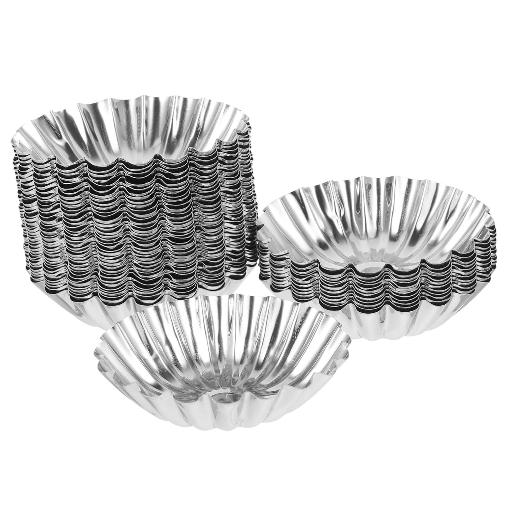 Ciieeo 50piezas Moldes Antiadherentes Para Tartaletas De Huevo De Acero Inoxidable Resistentes Al Calor Para Hornear Postres y Repostería Casa