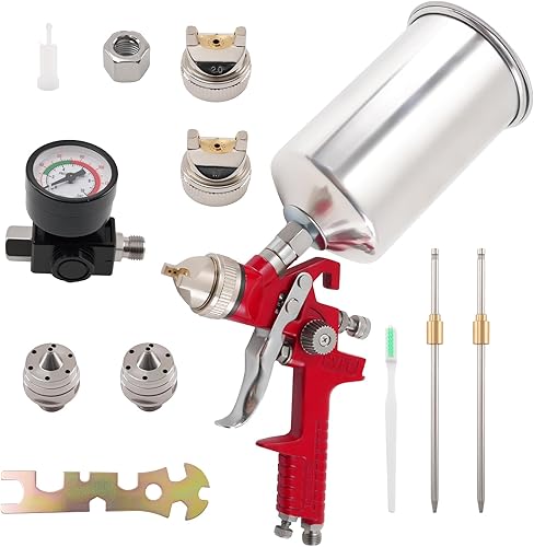 Miniatura 10 de maXpeedingrods HVLP - Pistola de pintura en aerosol para pintar muebles, paredes, proyectos de arte, repintado automotriz, pistola de pintura con