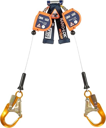 3M DBI-SALA Nano-Lok Edge 3500229 SRL, 8 pies, doble pata, 100 % amarre, mosquetón de aluminio cautivo con borde afilado, conector rápido para