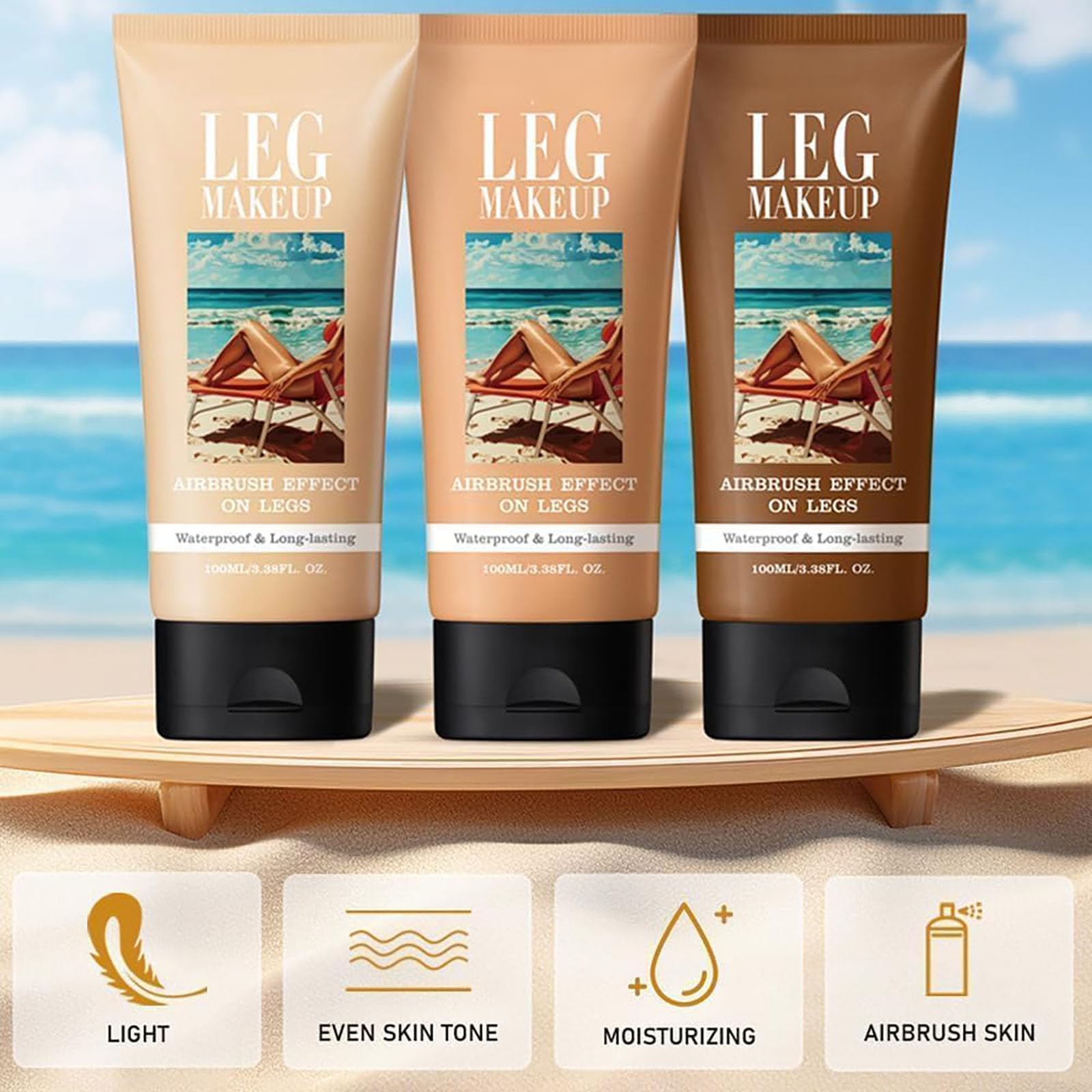 Fondotinta per le Gambe Resistente All Acqua, Crema Colorata Gambe, Fondotinta Corpo Lunga Durata, Equilibra la Pelle (bronzo)