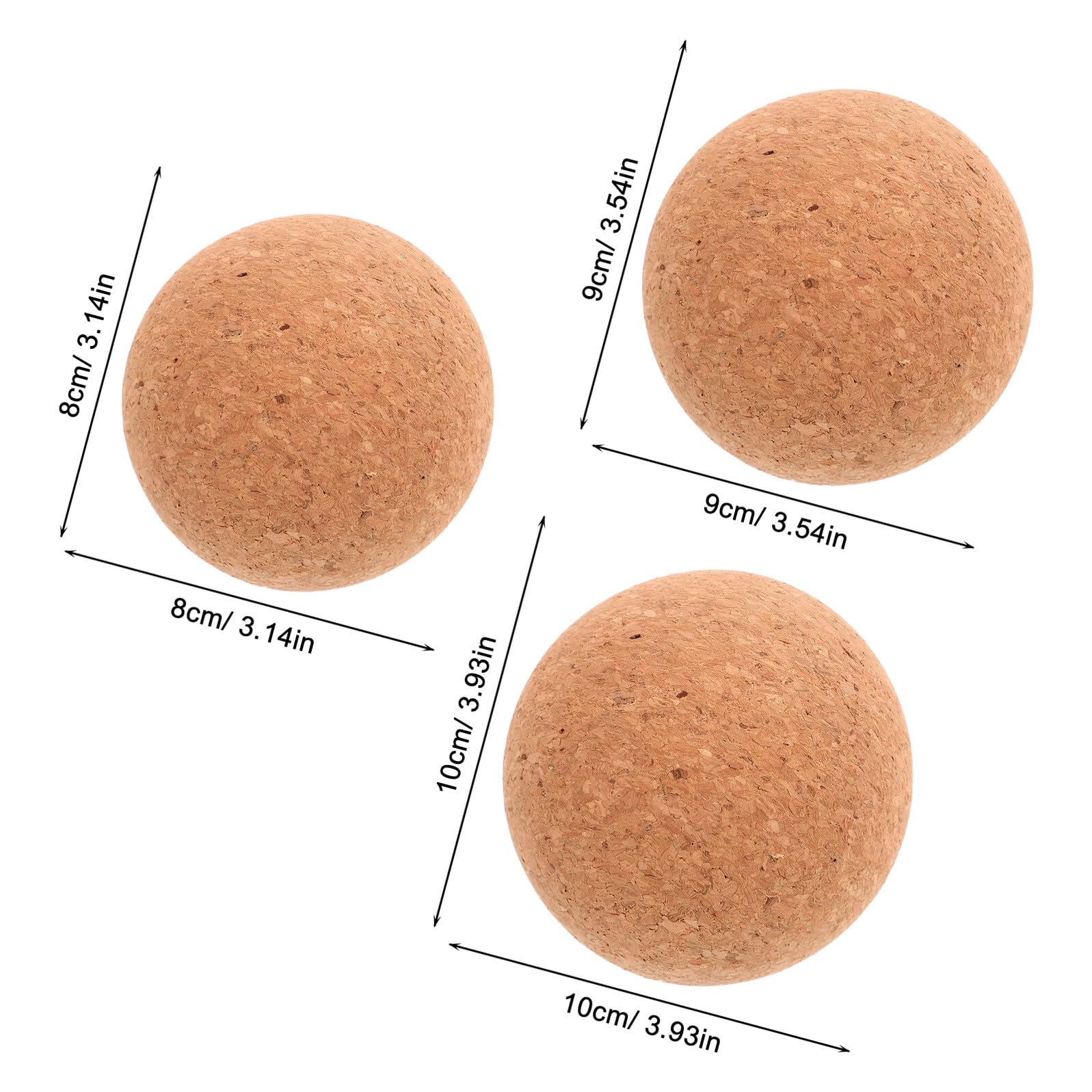 3piezas Balones de Masaje de Corcho para Pies Herramienta de Automasaje para Aliviar la Fascia Plantar Oficina Gimnasio o Viajes