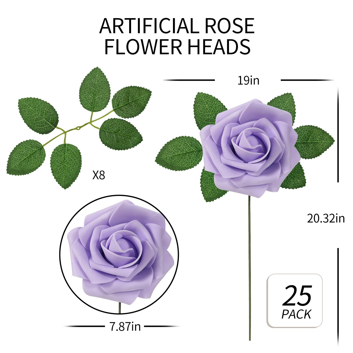 LEUCHTAMOR 25Pcs Artificial Roses Flowers Lilac Foam Roses Real Touch Fake Rose Heads for DIY Flower Garland Baby Shower Wedding Bridal Bouquets Table Floral Arrangement Party Home Decoration - Image 3