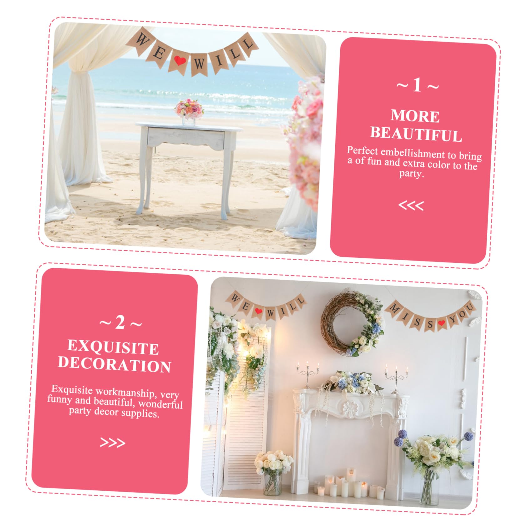 Abaodam 3piezas Banderín De Arpillera We Will Diseño De Para Decoración De De San Valentín y Bodas Para Compromisos y Propuestas Adorno Colgante Para Interiores y Exteriores