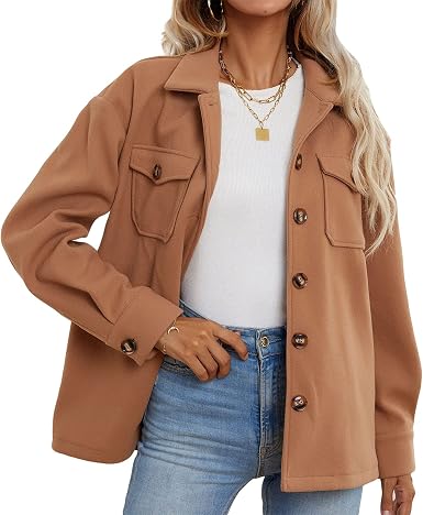 Amazon.com: Camisa de franela de mezcla de lana a cuadros de manga larga  con botones para mujer, abrigo cálido de invierno : Ropa, Zapatos y Joyería