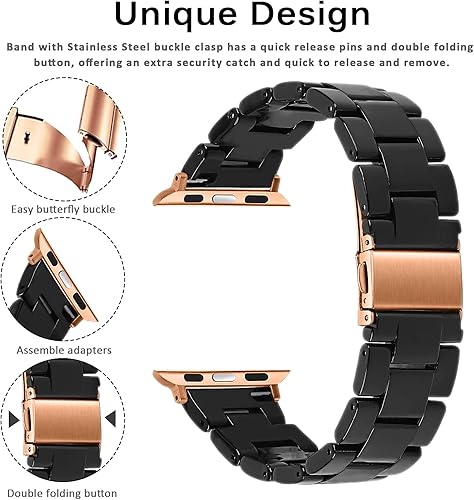 Miniatura 4 de Miimall Correas de resina para Apple Watch SE2 SE de 1.496 pulgadas, 1.575 pulgadas, 1.654 pulgadas, 1.732 pulgadas, con funda brillante para