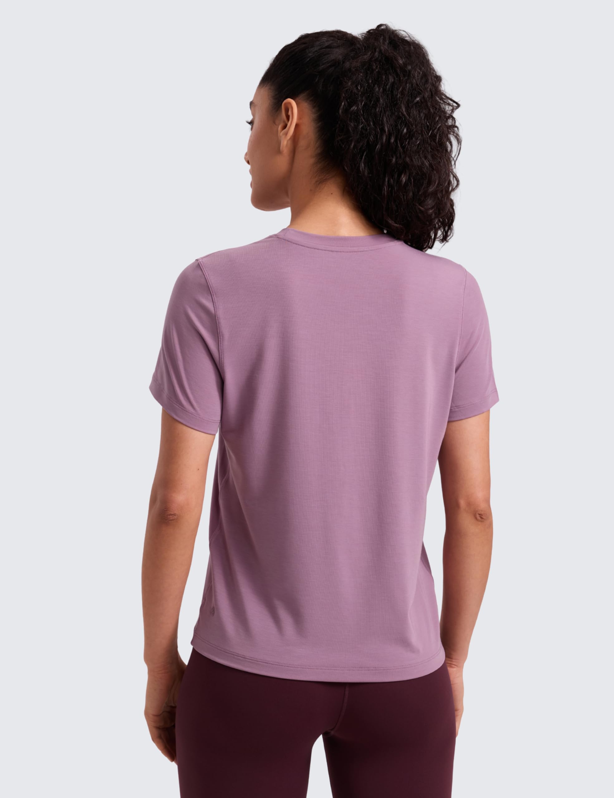 CRZ YOGA Quick Dry Workout Tops for Women Hip Length - Athletic Running Gym Yoga Short Sleeve Shirts Crewneck Basic Tees — view 2