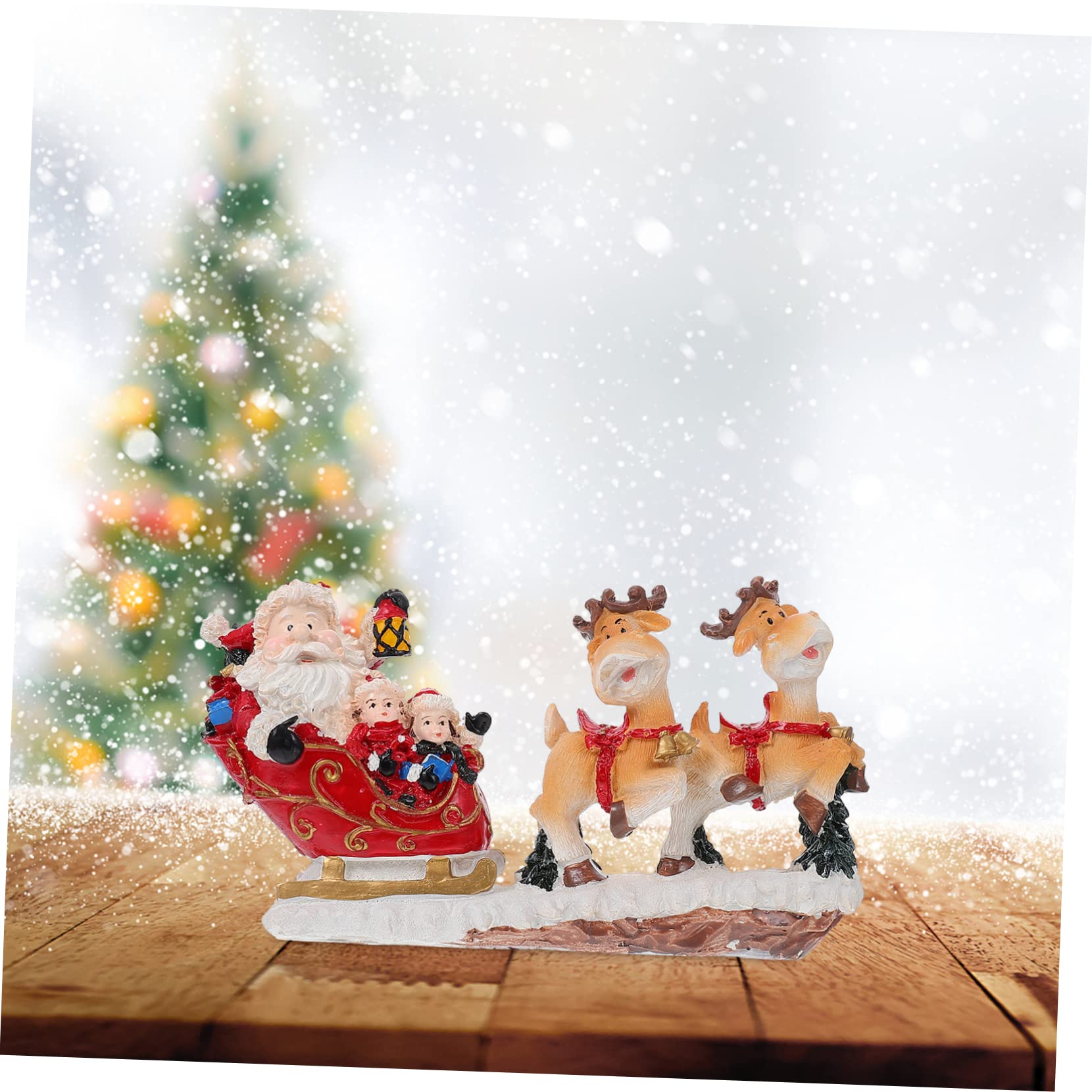 Garneck 2 Pz ornamento del carrello degli alci ornamento del desktop di Natale mini statuina di Babbo Natale regalini natale regalini di natale arredamento decoro in resina di