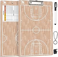 WISYOK Double-Sided Basketball Coaching Clipboard - Dry Erase Tactical Board for Coaches, Full & Half Court Designs