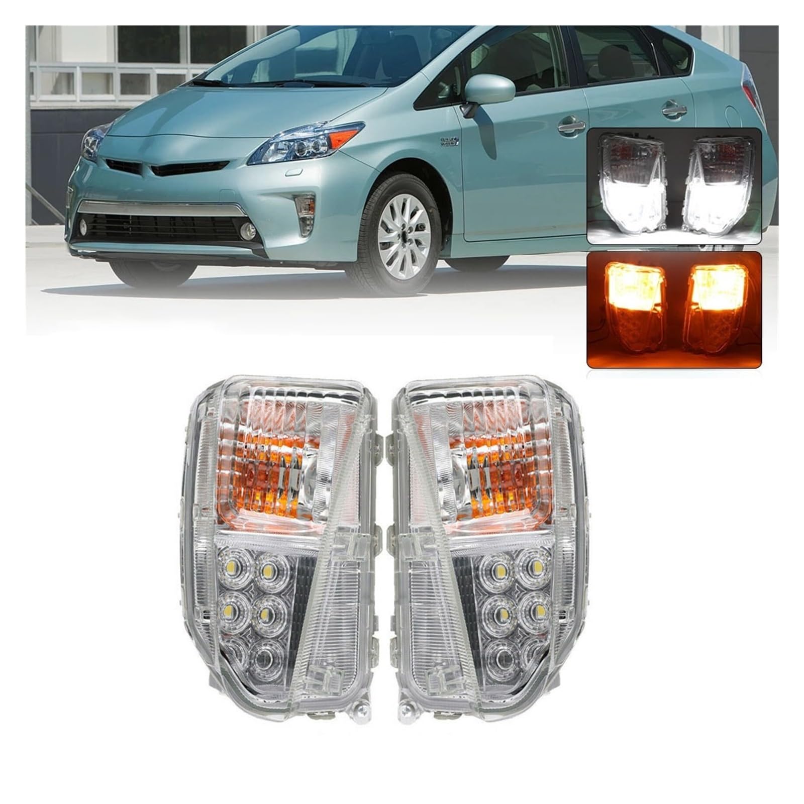 MEIZIYU Car LED Front Bumper Fog Lights Fit For Toyota Prius ZVW30 2012-2015 Driving Light Daytime Running Light Foglamp Assembly światła do jazdy dziennej do samochodów