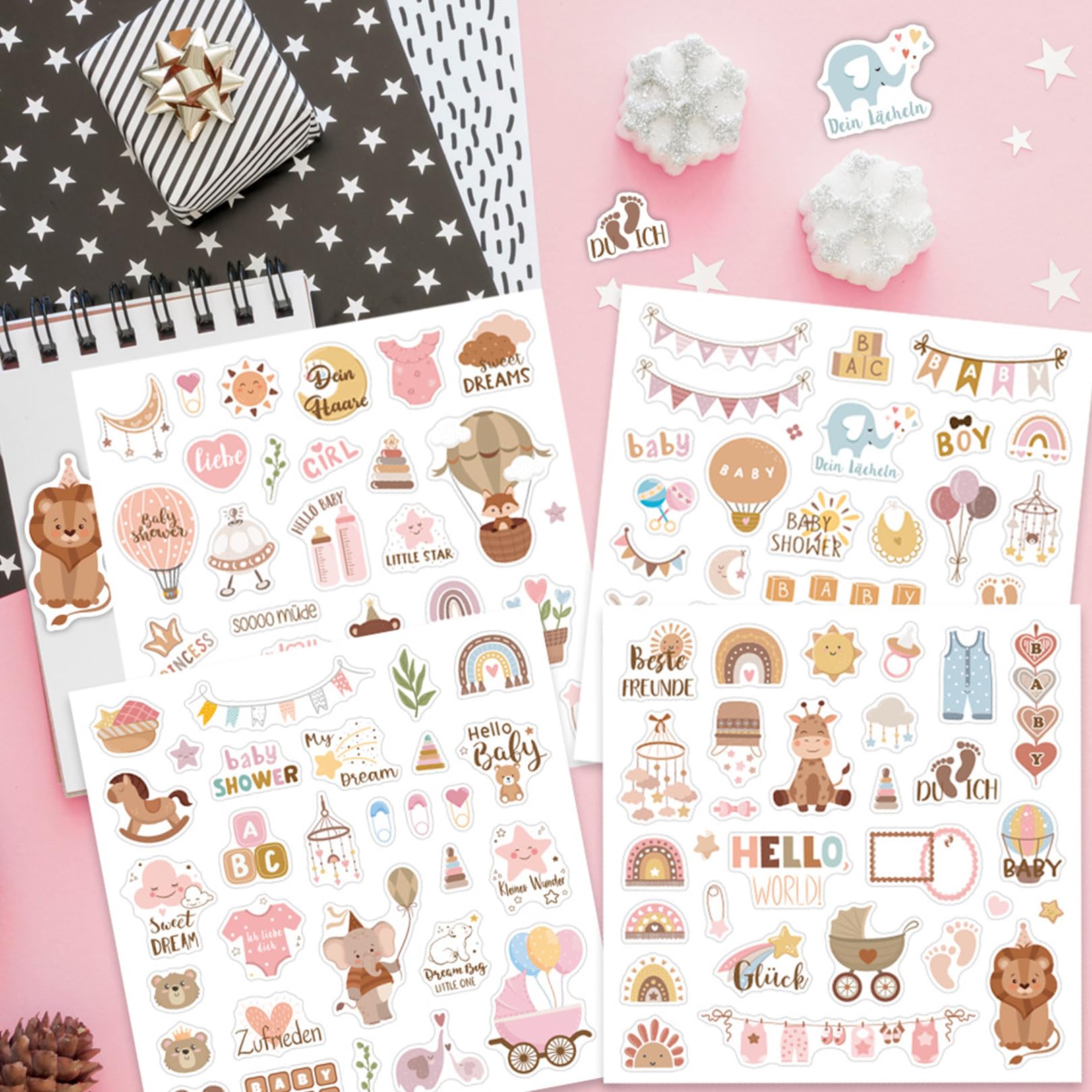 Pack of 4 Baby Photo Album Stickers, Various Stickers Baby Album, Charming Baby Sticker, Brown Sticker Christening - Image 4