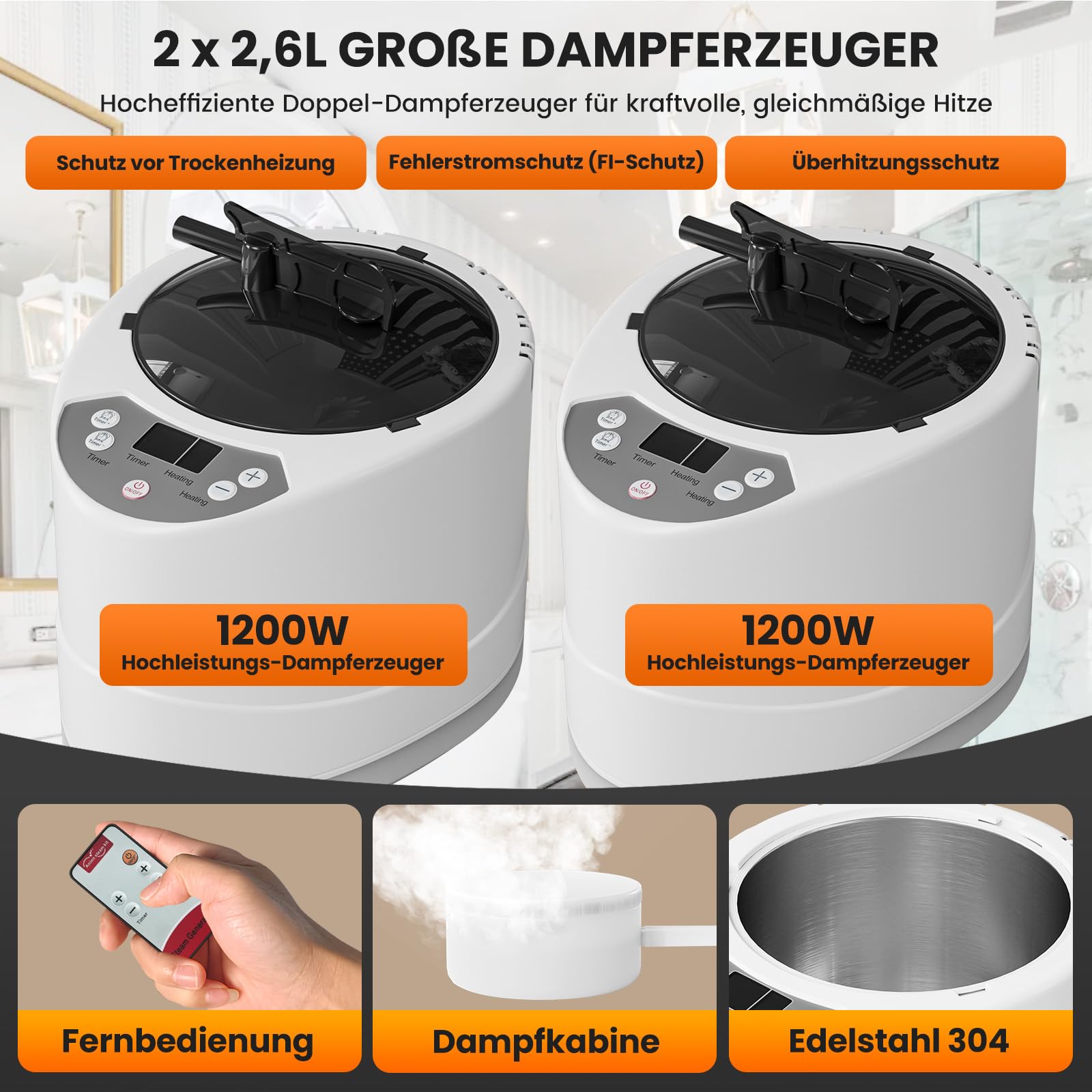 Tragbare Dampfsauna Infrarot Sauna für Zuhause, Saunabox mit 660nm Red Light Therapy, 3 Liter Dampfgenerator, Fernbedienung, Klappstuhl, Tragbare Saunazelt 120 x 90 x 180cm
