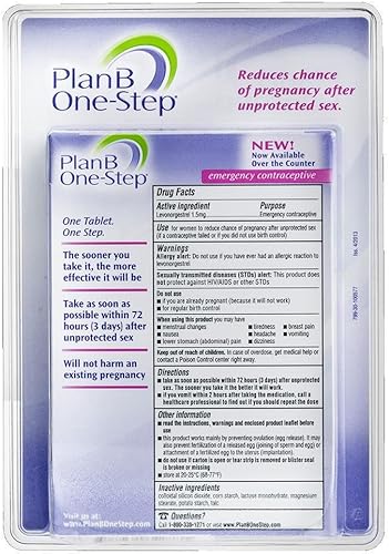 Miniatura 2 de Plan B 1 anticonceptivo de emergencia Contiene 1 pastilla de 0000053 oz