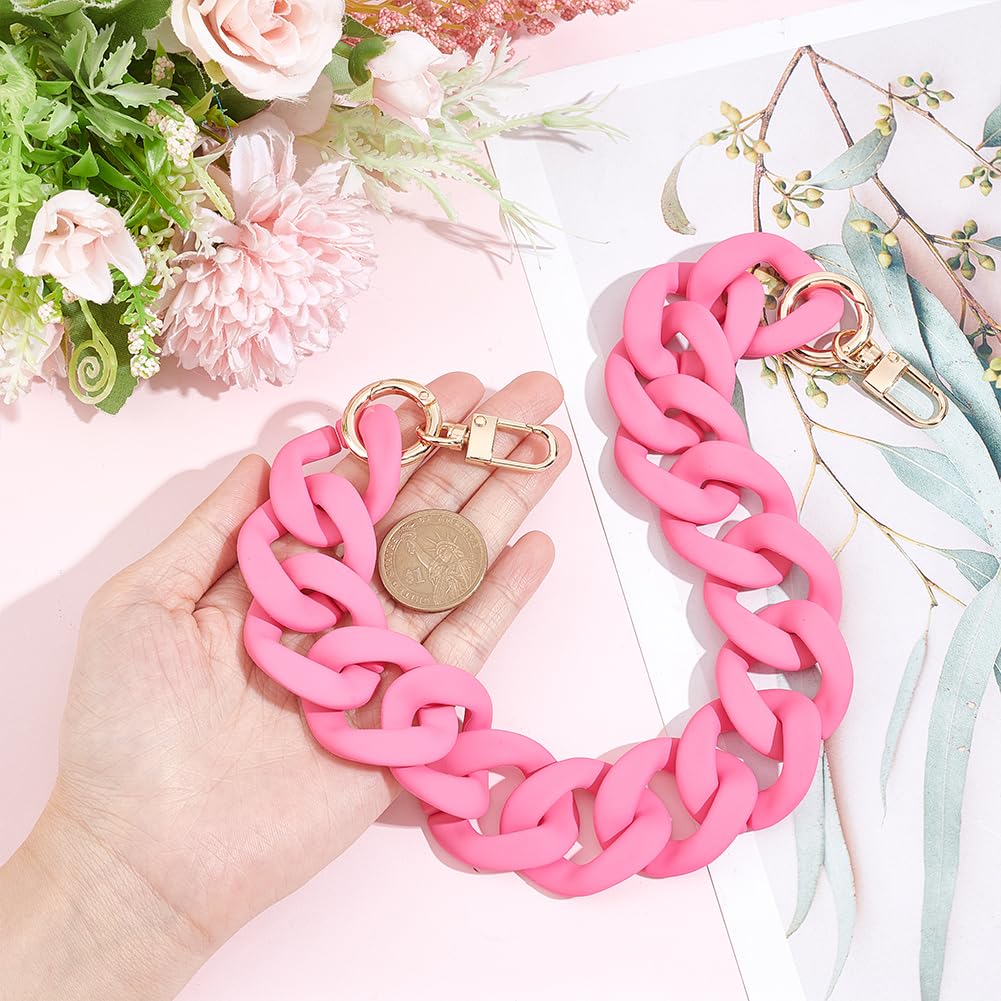 Pink Acrylic Bag Strap - 18 Inch Cute Decorative Purse Handle Replacement Chain For Handbags, Crossbody Bags