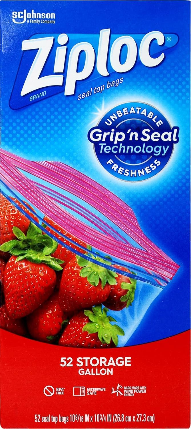Ziplo Food Seal Top Bags 52 x Storage Gallon Bags 26.8 x 27.3 cm